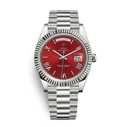 Mens Automatic Watch Day Date Mechanical Stainless Steel Wristwatch