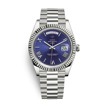 Mens Automatic Watch Day Date Mechanical Stainless Steel Wristwatch