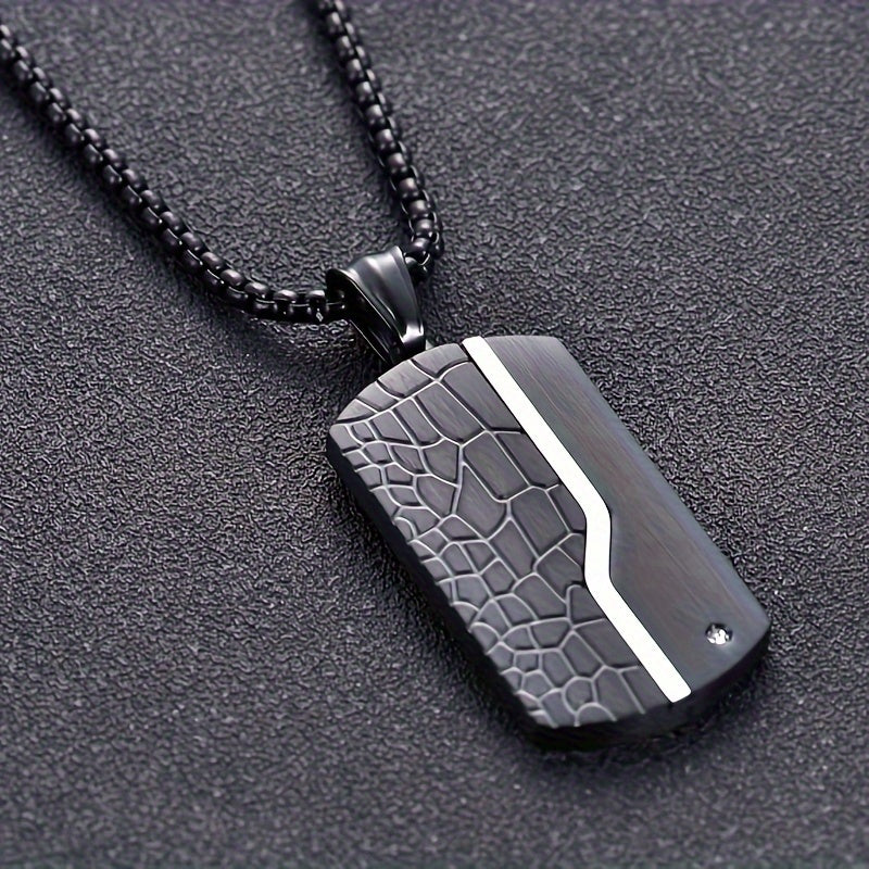 Mens Black Pendant Necklace Stainless Steel Vintage Chain Jewelry