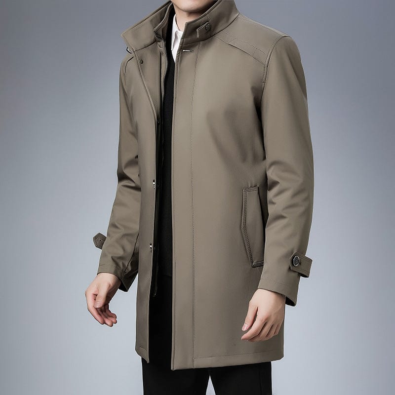 Mens Business Coat Stand Collar Water Resistant Jacket