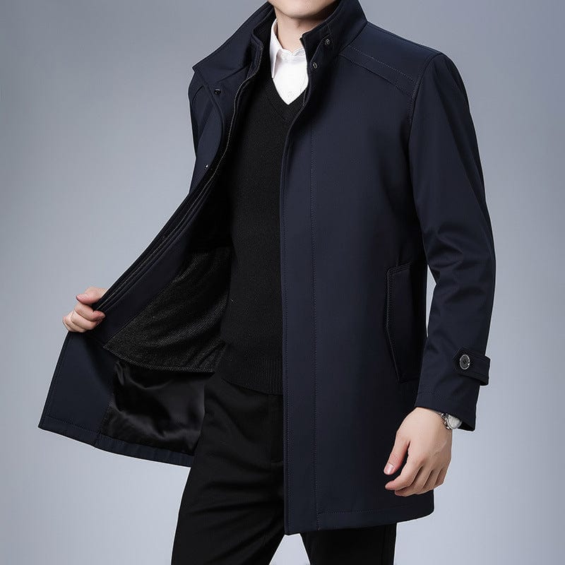 Mens Business Coat Stand Collar Water Resistant Jacket
