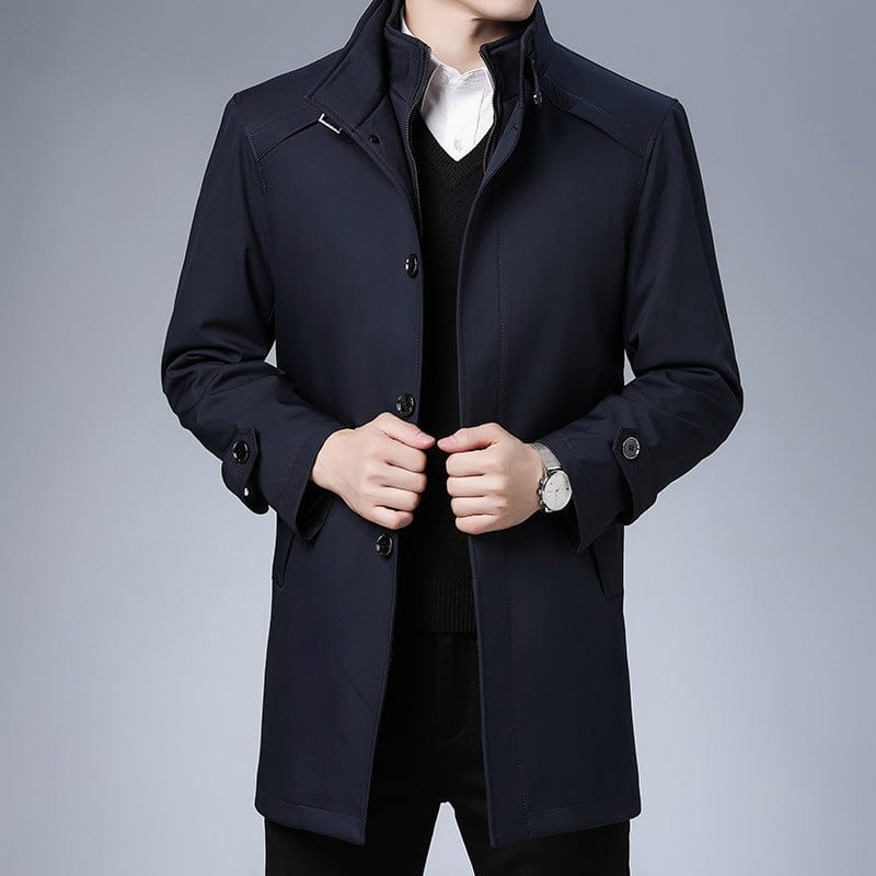 Mens Business Coat Stand Collar Water Resistant Jacket