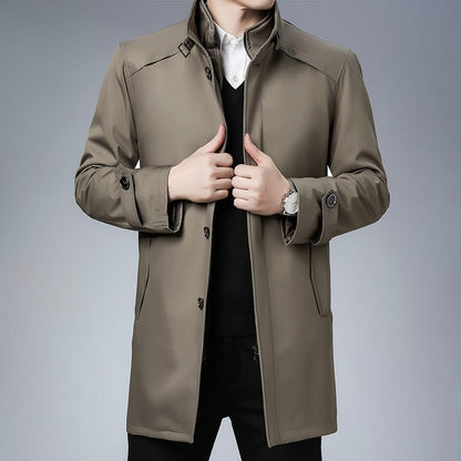 Mens Business Coat Stand Collar Water Resistant Jacket