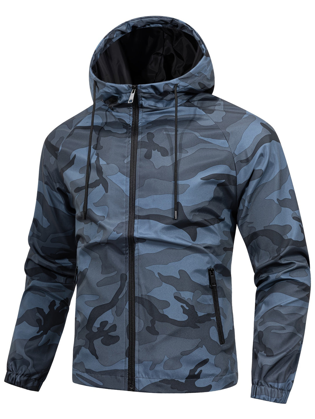 Mens Camouflage Windbreaker Hooded Outdoor Casual Jacket