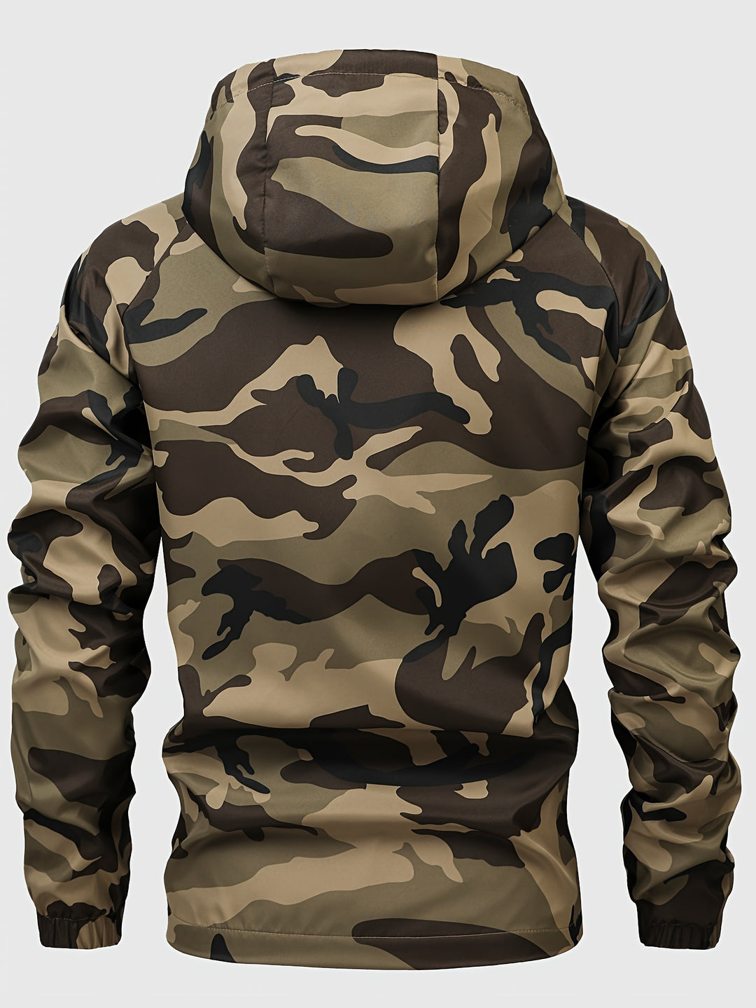 Mens Camouflage Windbreaker Hooded Outdoor Casual Jacket