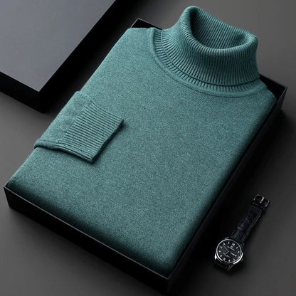 Mens Cashmere Turtleneck Sweater Classic Fit Pullover