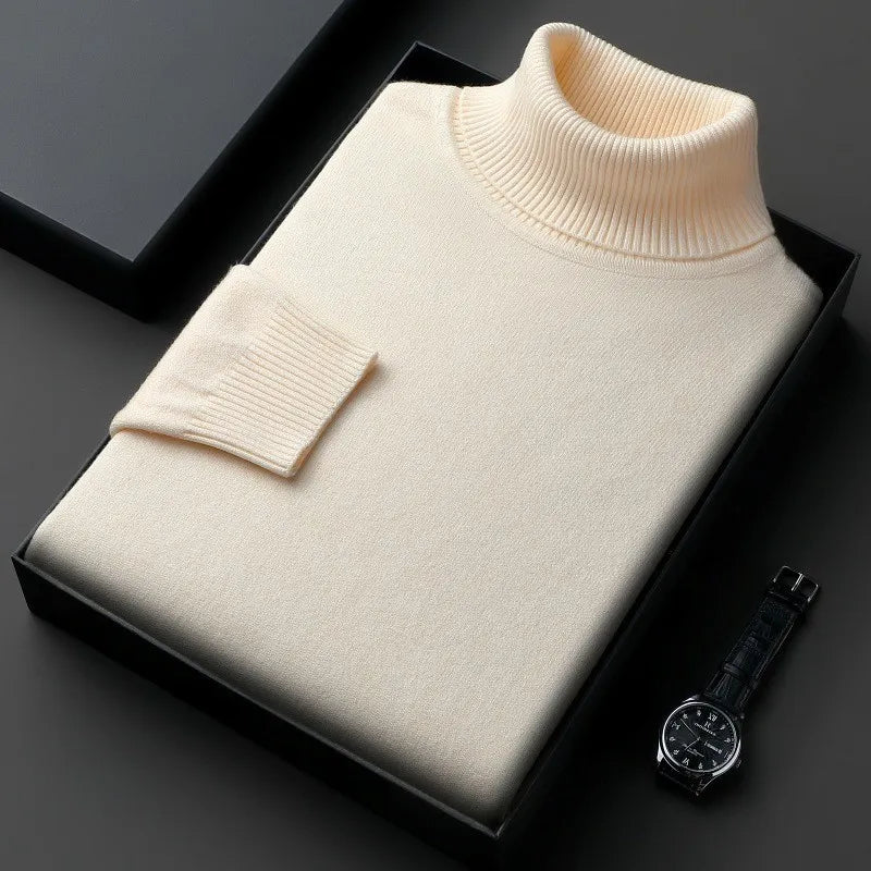 Mens Cashmere Turtleneck Sweater Classic Fit Pullover