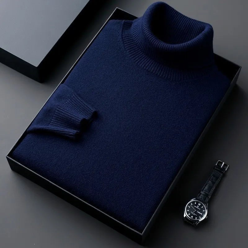 Mens Cashmere Turtleneck Sweater Classic Fit Pullover