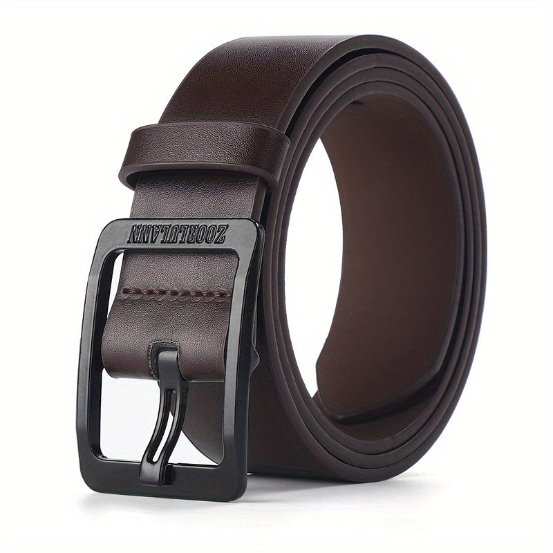 Mens Casual PU Leather Belt Square Buckle Jeans Strap