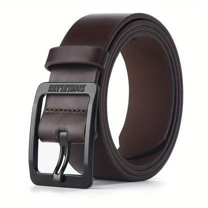 Mens Casual PU Leather Belt Square Buckle Jeans Strap