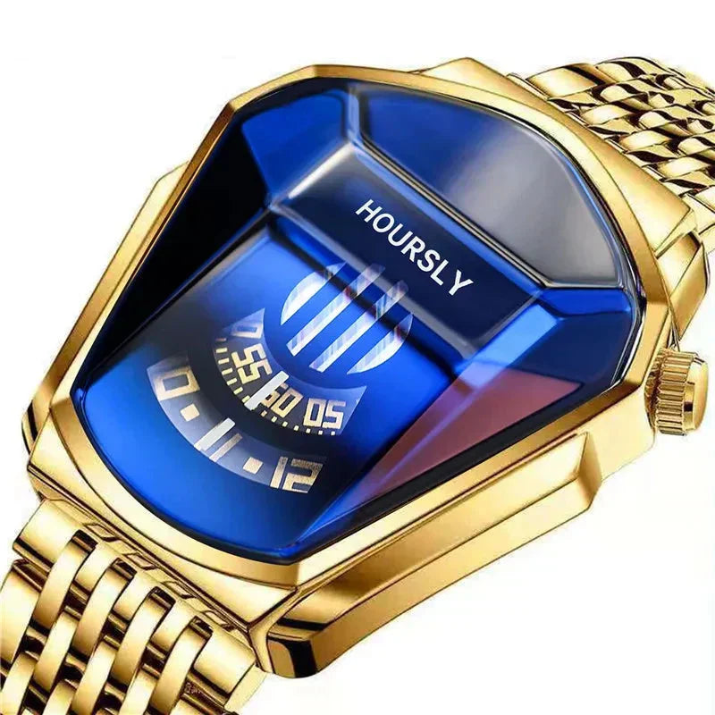Mens Digital Quartz Watch Stainless Steel Strap Oval Case