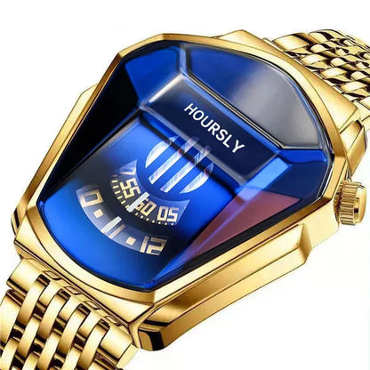 Mens Digital Quartz Watch Stainless Steel Strap Oval Case