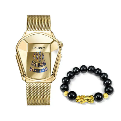 Mens Digital Quartz Watch Stainless Steel Strap Oval Case