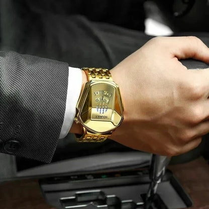 Mens Digital Quartz Watch Stainless Steel Strap Oval Case