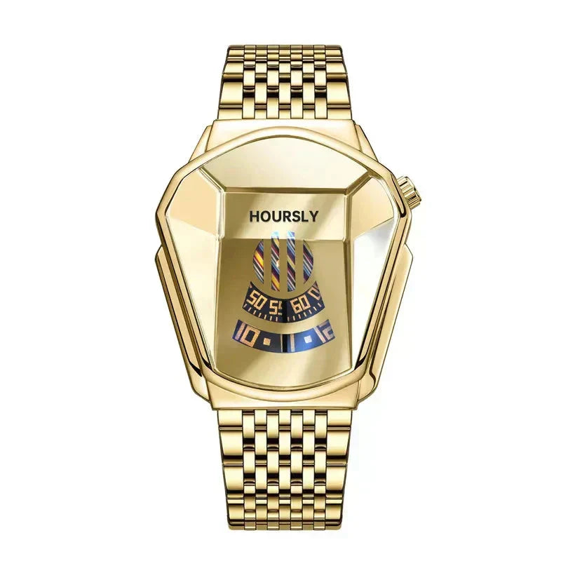Mens Digital Quartz Watch Stainless Steel Strap Oval Case