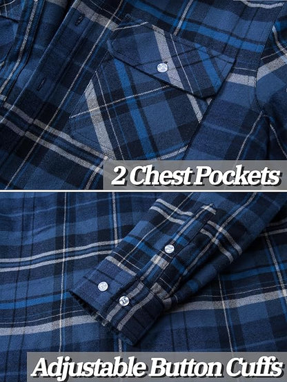 Mens Flannel Winter Jacket Hooded Quilted Warm Outdoor Jacket