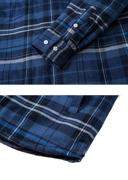 Mens Flannel Winter Jacket Hooded Quilted Warm Outdoor Jacket