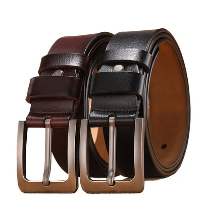 Mens Genuine Leather Belt Black Elegant Casual Alloy Buckle