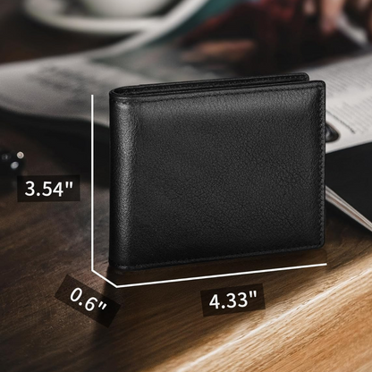Mens Genuine Leather RFID Blocking Bifold Wallet Card Holder