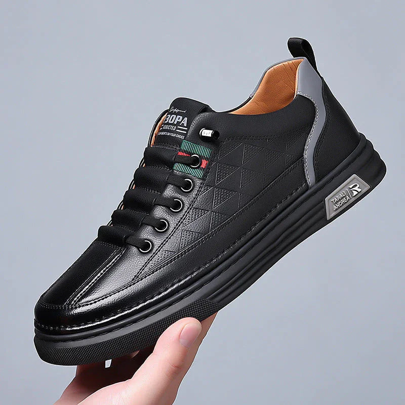 Men's Genuine Leather Sneakers Lightweight Comfort Casual Shoes