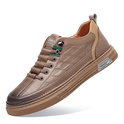 Men's Genuine Leather Sneakers Lightweight Comfort Casual Shoes
