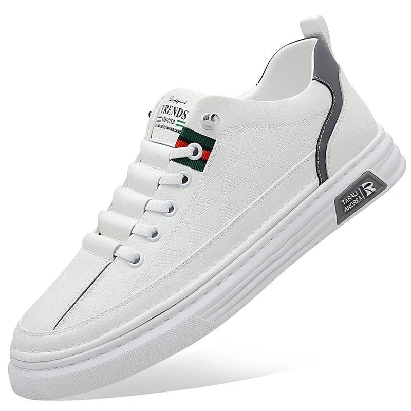 Men's Genuine Leather Sneakers Lightweight Comfort Casual Shoes