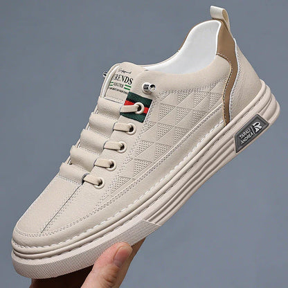 Men's Genuine Leather Sneakers Lightweight Comfort Casual Shoes