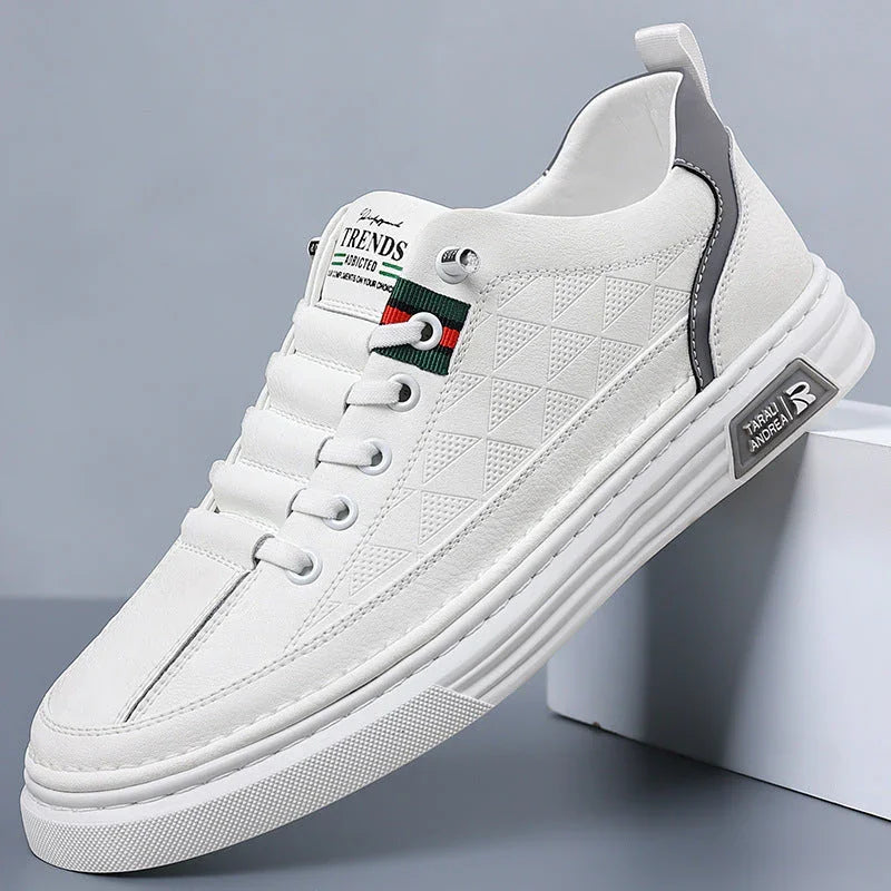 Men's Genuine Leather Sneakers Lightweight Comfort Casual Shoes