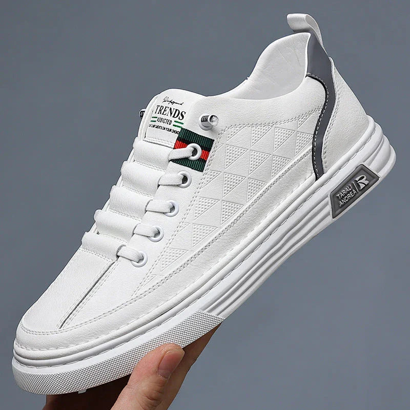 Men's Genuine Leather Sneakers Lightweight Comfort Casual Shoes
