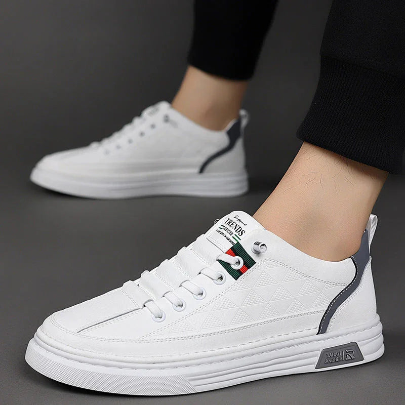 Men's Genuine Leather Sneakers Lightweight Comfort Casual Shoes