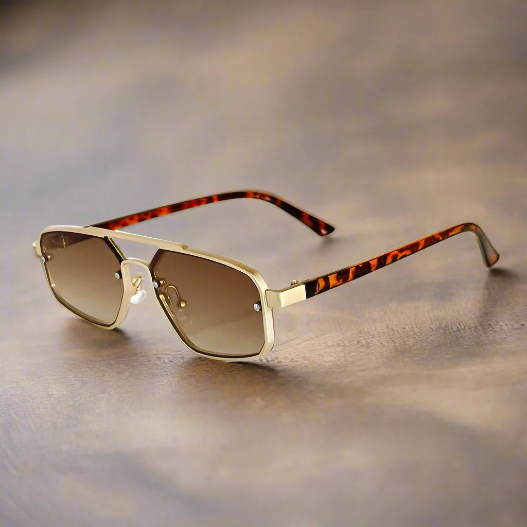 Mens Geometric Aviator Sunglasses Scratch Resistant Retro Eyewear