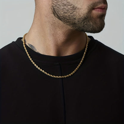 Mens Gold Chain Necklace Stainless Steel Hip Hop Jewelry