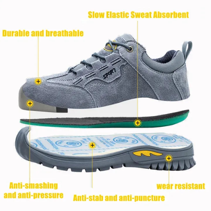Men’s Grey High Safety Work Shoes | Orthopedic & Slip-Resistant