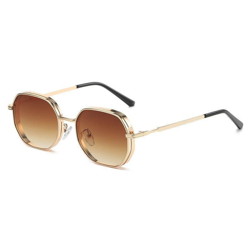 Mens Hexagon Sunglasses Punk Metal Vintage Fashion Eyewear