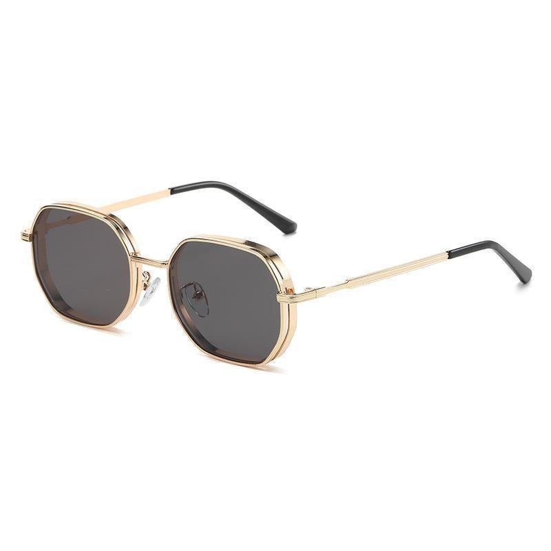 Mens Hexagon Sunglasses Punk Metal Vintage Fashion Eyewear