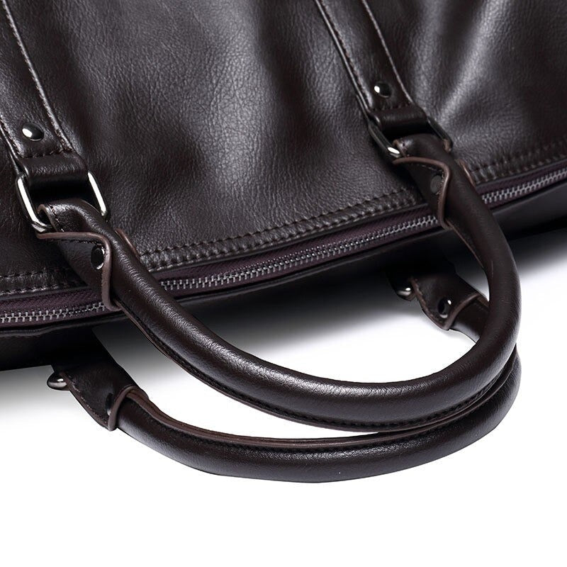 Mens Leather Travel Duffel Bag Large Capacity Carry On Weekender