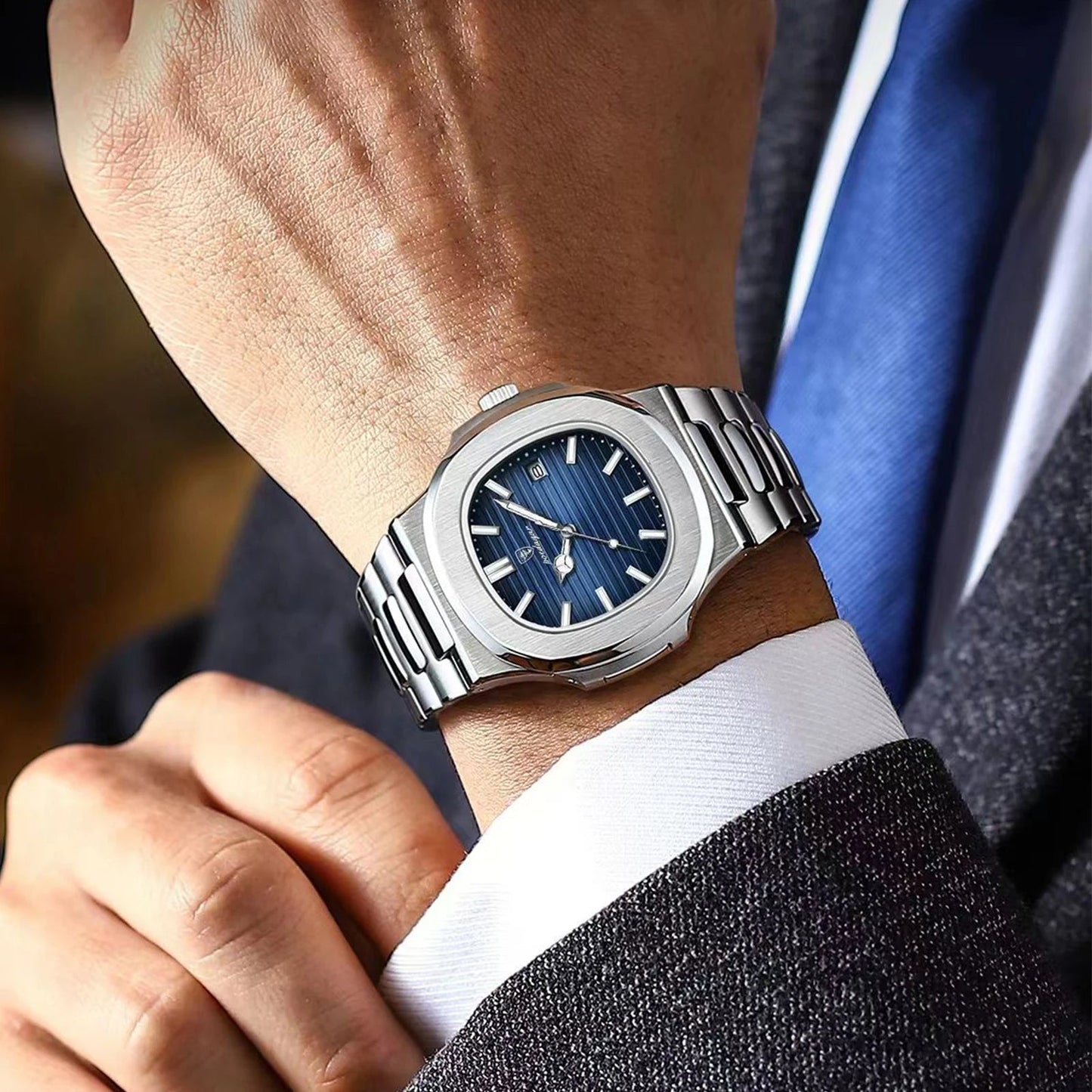 Mens Luxury Quartz Watch Stainless Steel Elegant Wristwatch