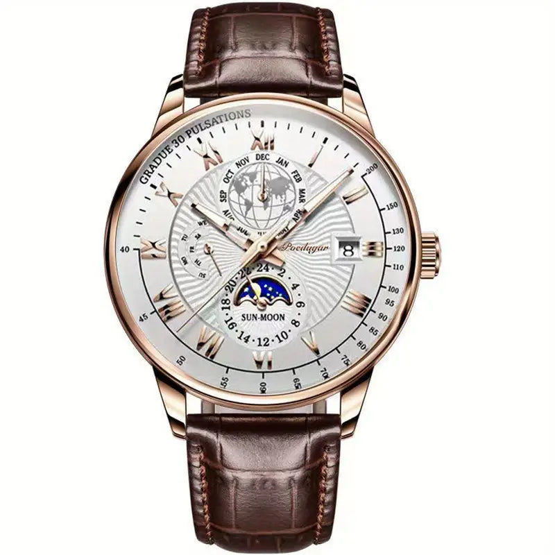 Mens Mechanical Moonphase Watch Luxury Automatic Wristwatch