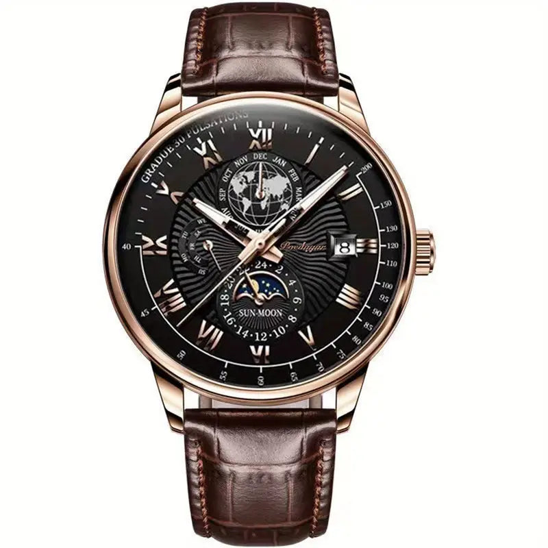 Mens Mechanical Moonphase Watch Luxury Automatic Wristwatch