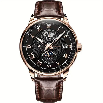 Mens Mechanical Moonphase Watch Luxury Automatic Wristwatch
