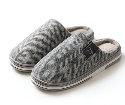 Men's Plush Lined Slippers Warm Indoor House Shoes