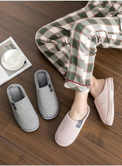 Men's Plush Lined Slippers Warm Indoor House Shoes