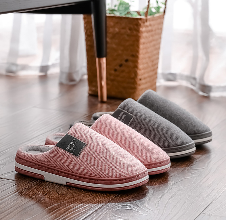Men's Plush Lined Slippers Warm Indoor House Shoes