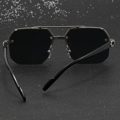 Mens Polygon Sunglasses Double Bridge Semi Rimless Eyewear