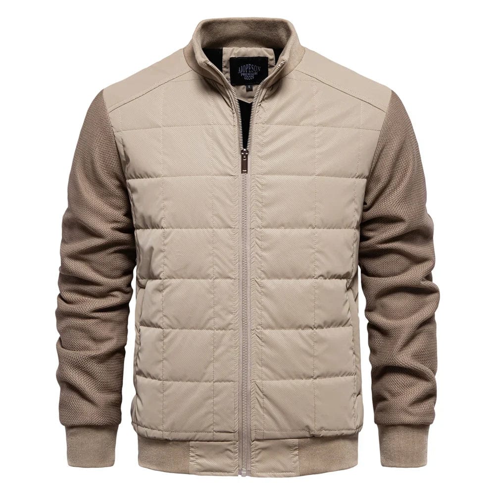 Mens Quilted Winter Jacket Stand Collar Zip Up Coat