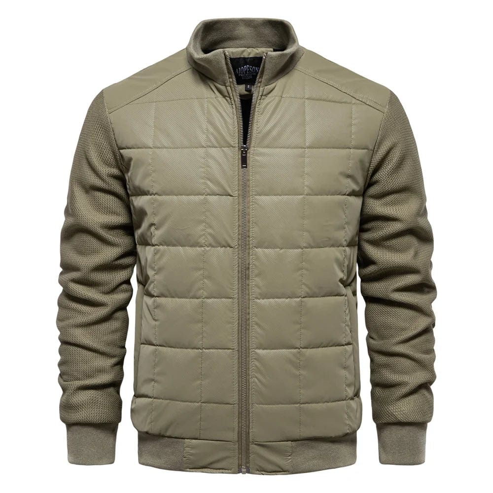 Mens Quilted Winter Jacket Stand Collar Zip Up Coat