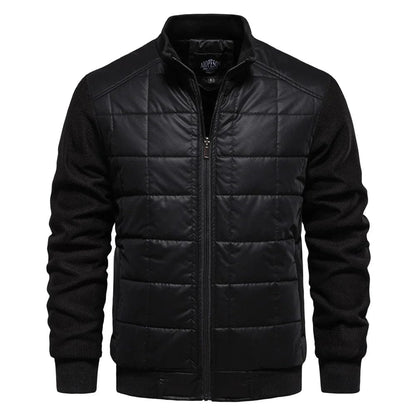Mens Quilted Winter Jacket Stand Collar Zip Up Coat