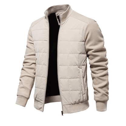 Mens Quilted Winter Jacket Stand Collar Zip Up Coat