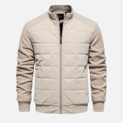 Mens Quilted Winter Jacket Stand Collar Zip Up Coat