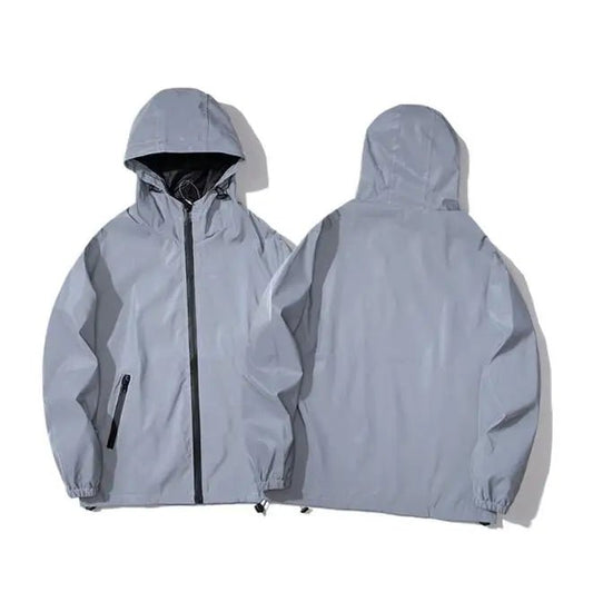 Mens Reflective Softshell Jacket Hooded Outdoor Windbreaker